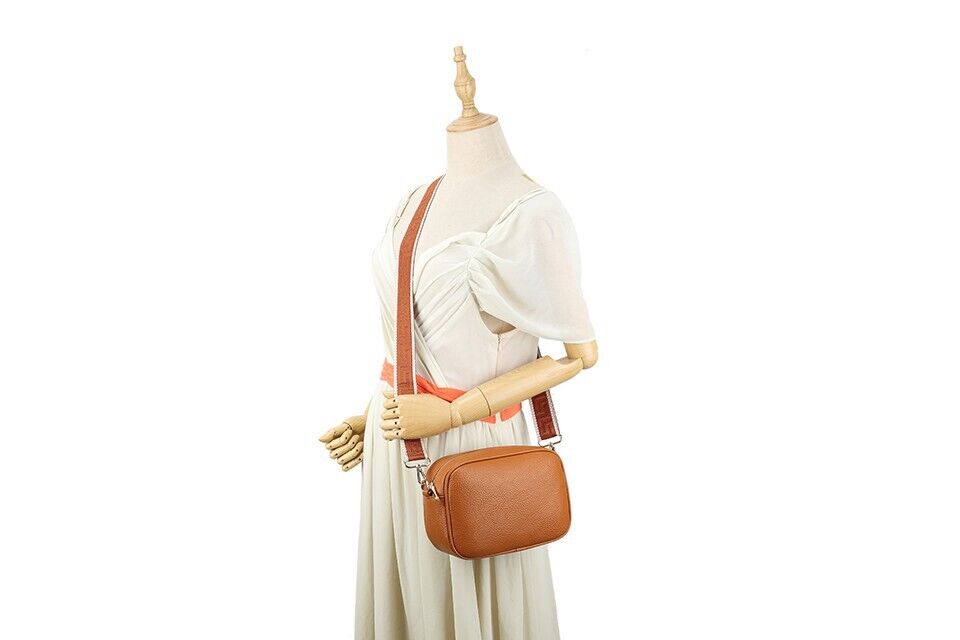 Long & Son Ladies Tan Brown Small Handbag Crossbody Adjustable Fabric Strap