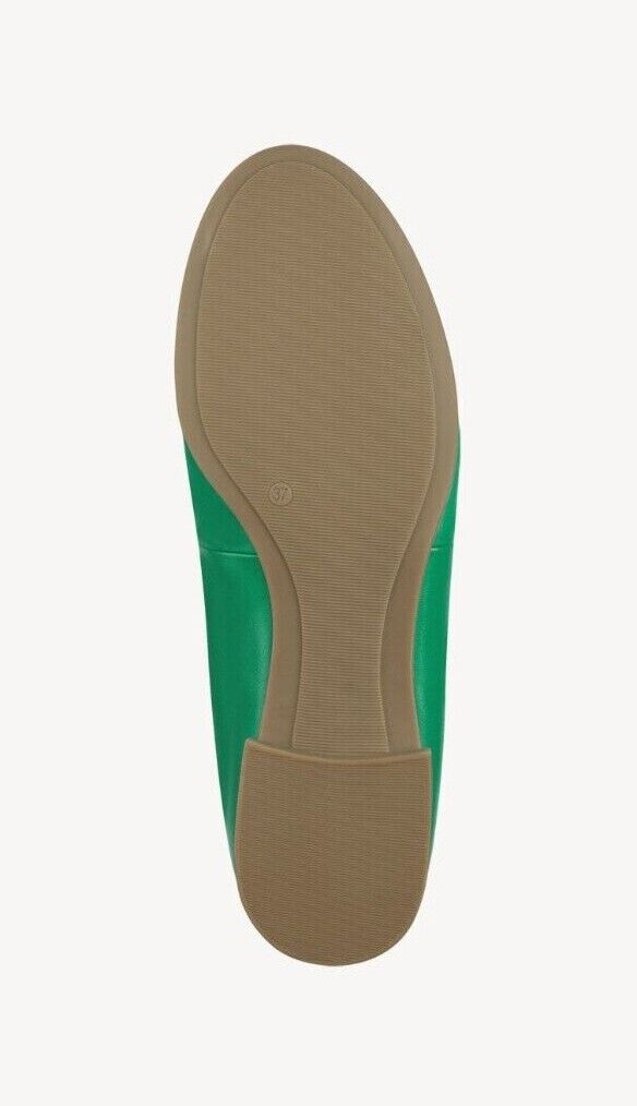 Tamaris Ladies Green Leather Slip On Lightweight Ballerina Dolly Bow Pumps 22116