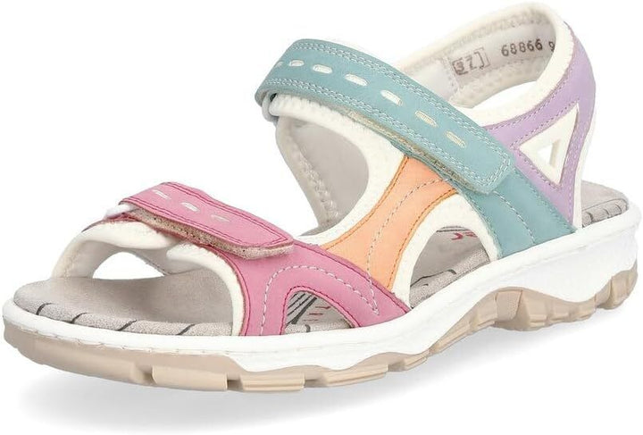 Rieker Fabric Double Touch Fasten White/ Multi Coloured Sports Trekking Sandals