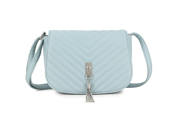 Long & Son Ladies Baby Blue Handbag Crossbody With Flap Adjustable Strap Tassel