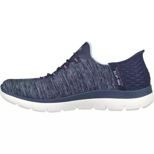 SKECHERS Slip Ins Dazzling Haze Ladies Blue Wide Fit Hands Free Slip On Trainers