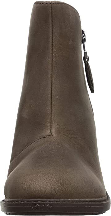 Clarks Scene Zip Womens Block Heel Ankle Dark Taupe Waxy Leather/ Snake Print Boots With Outer Zip Fasten