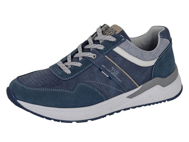 Route 21 Mens Navy Faux Leather Lace Up Lightweight Sneaker Casual Shoes M871