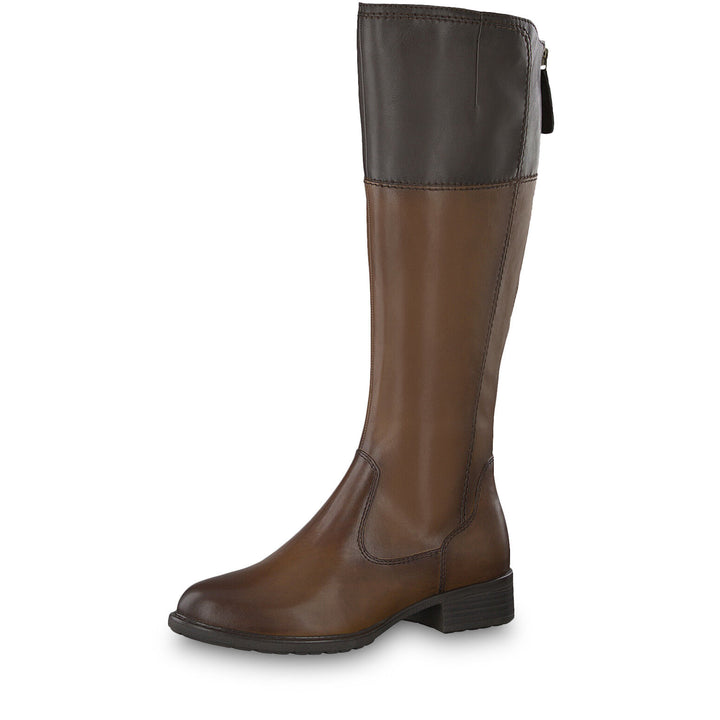 Tamaris 25508 Womens Cognac/Mocca Brown Leather Knee High Vario Calf Fit Boots