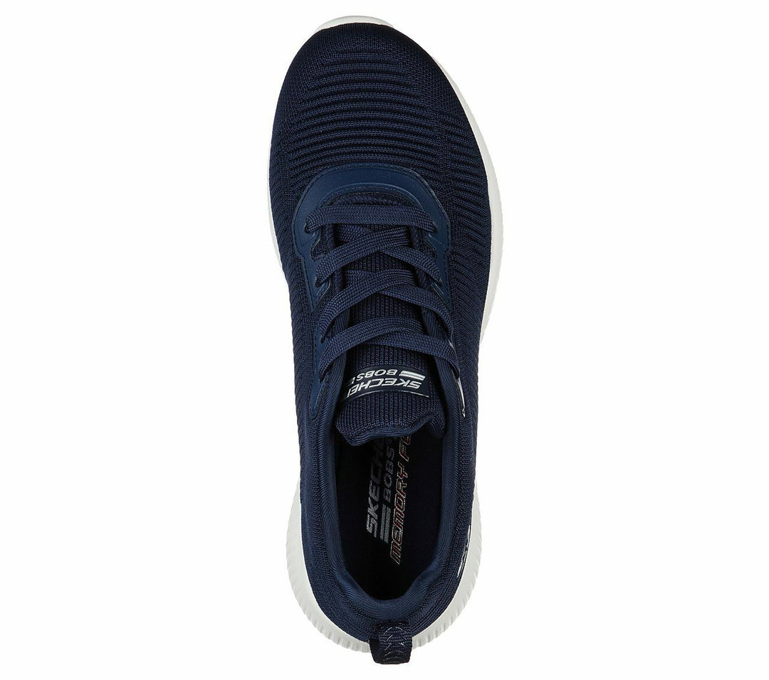 Skechers BOBS Tough Talk Navy Womens Trainers Memory Foam Mesh Lace Up