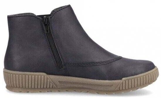 Rieker Antistress Ladies Navy Zip Up Velour Lined Ankle Boots N0751