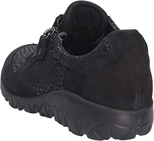 Waldlaufer Havy H89001 Black Nubuck Leather Ortholite Lace Up Shoes With Zip