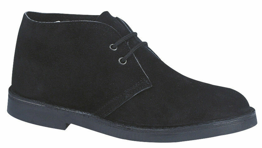 Roamers M467AS Black Suede 2 Eyelet Classic Original Desert Boots Unisex UK 3-15