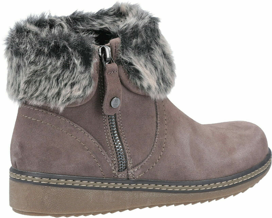 Hush Puppies Penny Ladies Grey Suede Warm Lined Faux Fur Cuff Memory Foam Boots