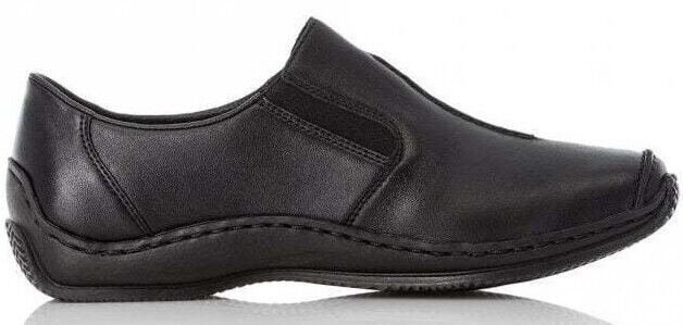 Rieker L1751 Antistress Black Leather/ Leather Lined Slip On Shoes With Elastic Gusset