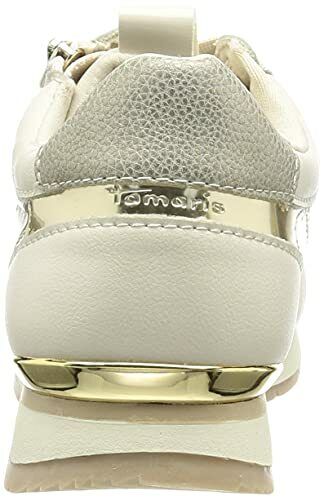 Tamaris 23603 Cream Beige Wedge Athleisure Lace Up Fashion Trainers With Zip