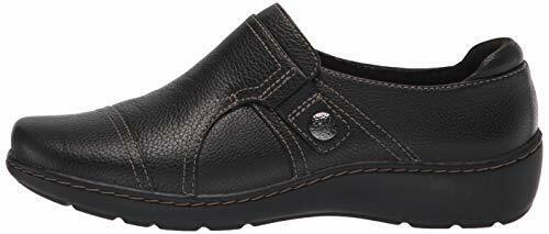 Clarks Cora Poppy Black Tumbled Leather Ladies Comfort Slip On Shoes D Fit