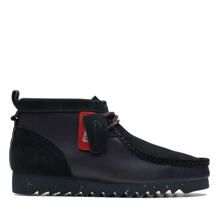 Clarks Originals Limited Edition Wallabee 2 Future Mens Black Interest Suede Square Toe Rubber Sole Wallabee Boots