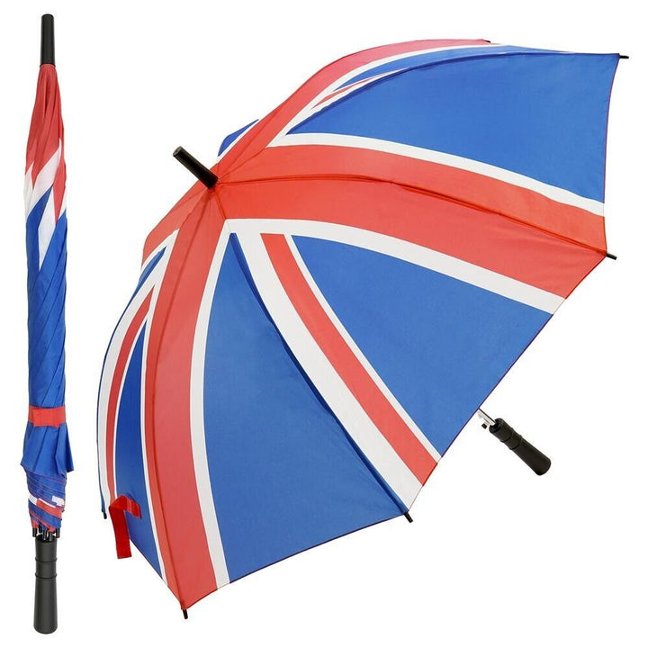 Drizzles Union Jack Large Golf Umbrella UK Flag Walking Stick Brolly Unisex