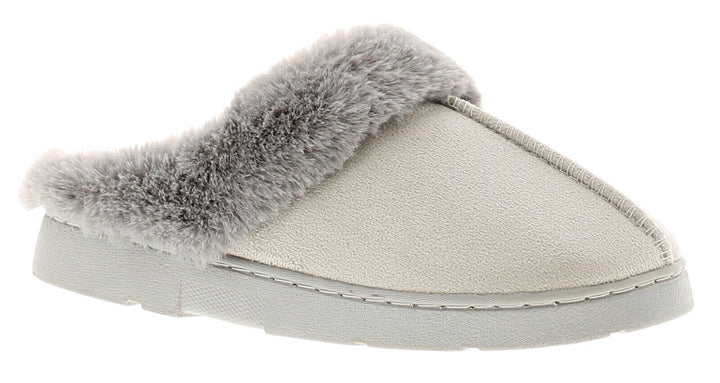 Dr Keller Decator Womens Light Grey Soft Fluffy Warm Faux Fur Mule Slippers