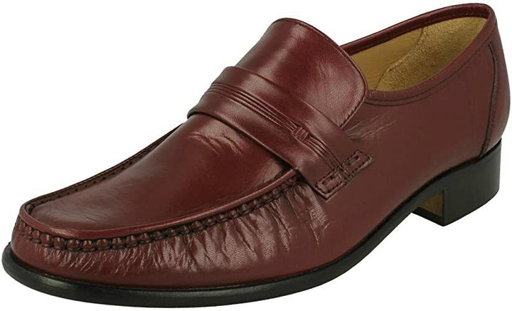 Thomas Blunt Clapham Mens Burgundy Leather Loafer Moccasin Slip On Formal Shoes