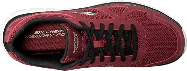 Skechers Mens Burgundy/Black Lite-Weight Memory Foam Trainers Track Scloric