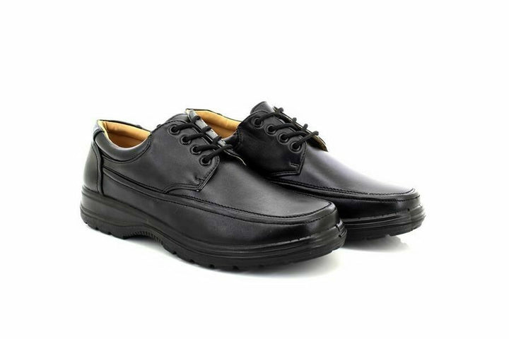 Scimitar M824 Mens Black Faux Leather Lightweight Casual Lace Up Shoes