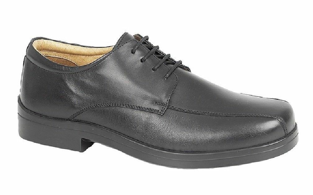 Roamers M450 Mens XXX EXTRA WIDE FIT Black Soft Leather Gibson Lace Up Shoes