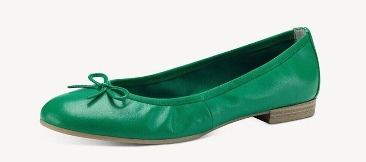 Tamaris Ladies Green Leather Slip On Lightweight Ballerina Dolly Bow Pumps 22116