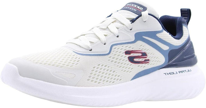 Skechers Bounder Andal  Mens White/Navy Ultra Light Memory Foam Lace Up Trainers