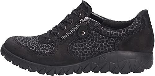 Waldlaufer Havy H89001 Black Nubuck Leather Ortholite Lace Up Shoes With Zip