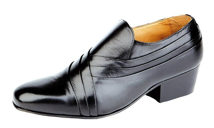 Montecatini MT5114 Mens Black Leather Cuban Heel Pleated Vamp Formal Dress Shoes