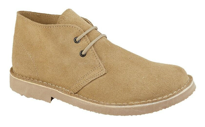 Roamers M400TS Unisex Stone Beige Suede 2 Eyelet Desert Boots