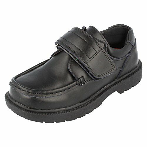 JC Dees Boys Black Leather School Shoes With Velcro Strap Infant Boys Childrens N1066