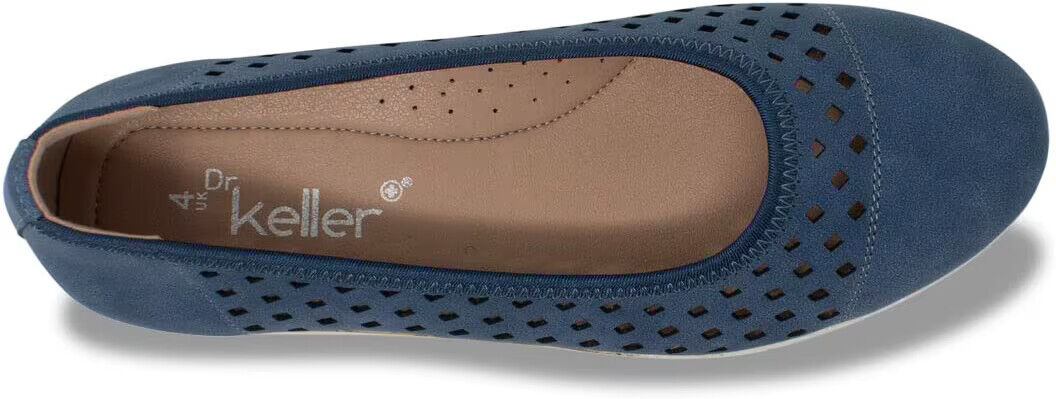 Dr Keller Jilly Ladies Blue Faux Nubuck Perforated Comfort Summer  Slip On Shoes