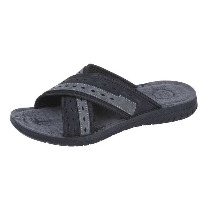 Urban Jacks Faversham Mens Black Crossover Soft Slip On Mule Summer Slider Sandal