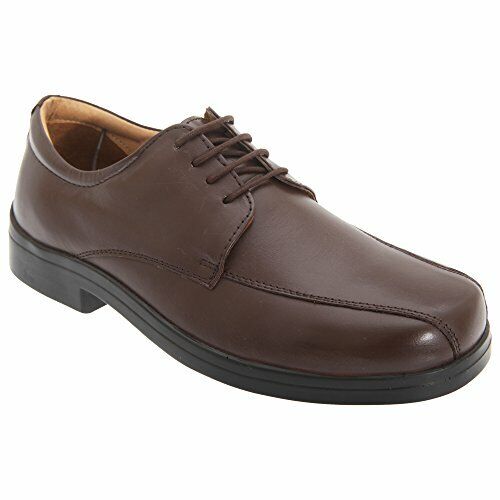 Roamers M450 Mens EXTRA WIDE FIT Brown Soft Leather Gibson Lace Up Shoes