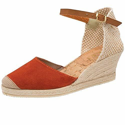 Ravel Etna Ladies Espadrille Wedge Ginger Suede Leather Sandals Cork & Buckle