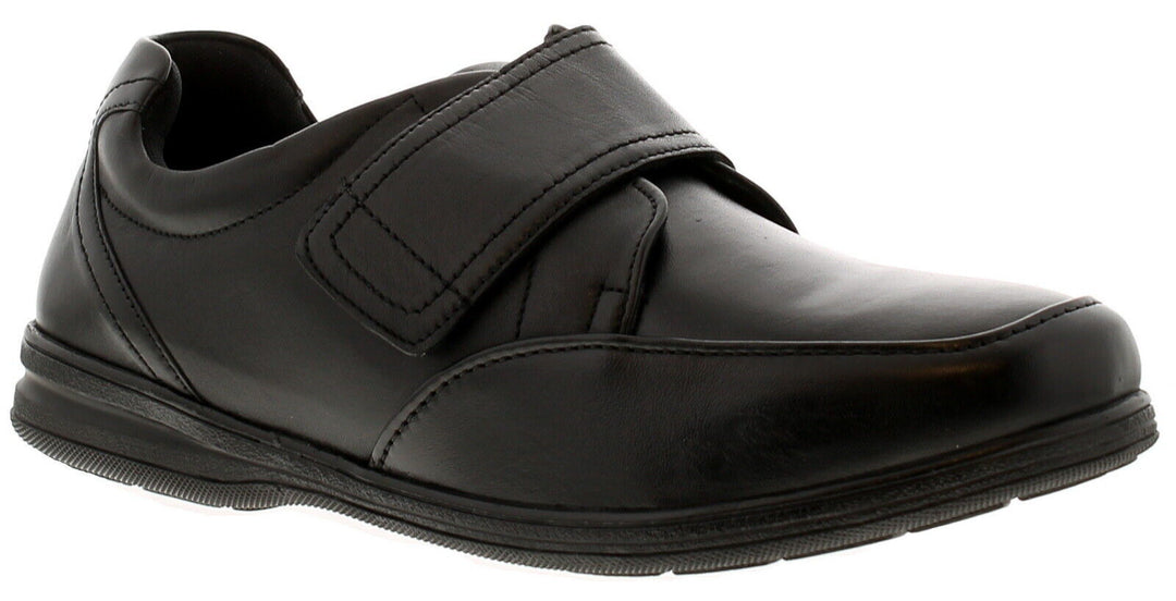 Dr Keller Matt Mens Wide Fit Soft Black Leather Strap Smart Casual Comfort Shoes