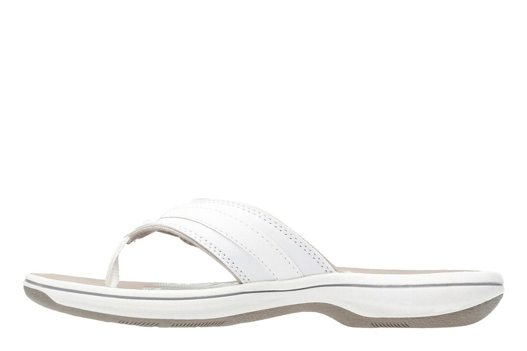 CLARKS BRINKLEY SEA WHITE TOE POST CUSHION FLIP FLOPS SUMMER TOUCH FASTEN SANDAL