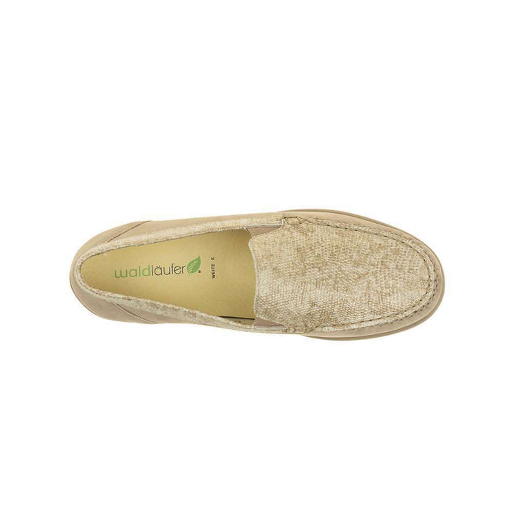 Waldlaufer Klare 460004 Ladies K Wide Fit Taupe Suede Leather Snake Print  Lined Comfort Moccasin