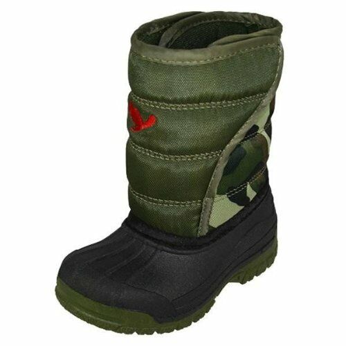 Chipmunk Childrens Boys Green Camouflage Snow Boots Fleece Lined & Waterproof