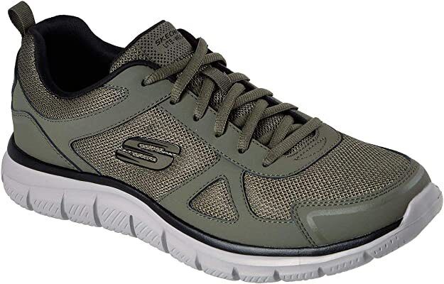 Skechers Mens Olive/Black Lite-Weight Memory Foam Lace Up Trainers Track Scloric