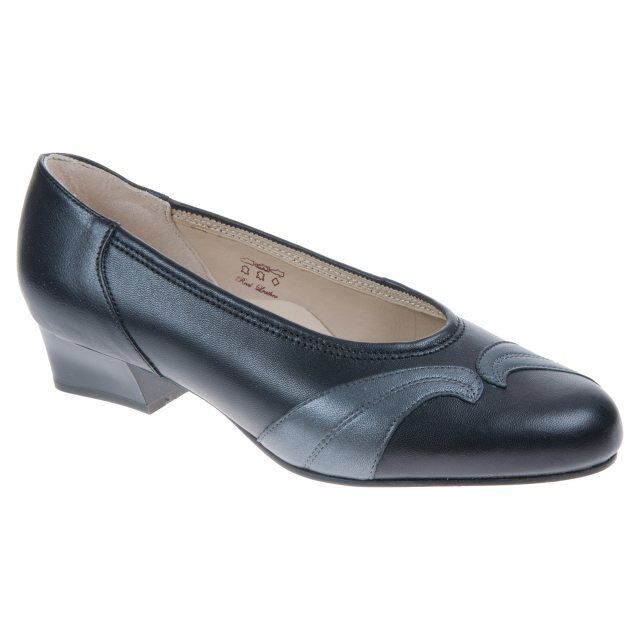 Elmdale Martha Women's EE WIDE Fit Navy Leather Slip On Court Shoes Size 2.5