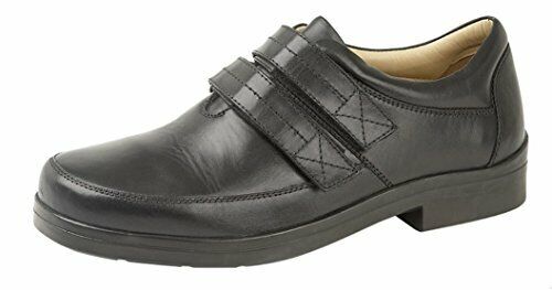 Roamers M966 Mens Black Leather EXTRA XXX WIDE 3 IN 1 FIT Lightweight Casual Shoes