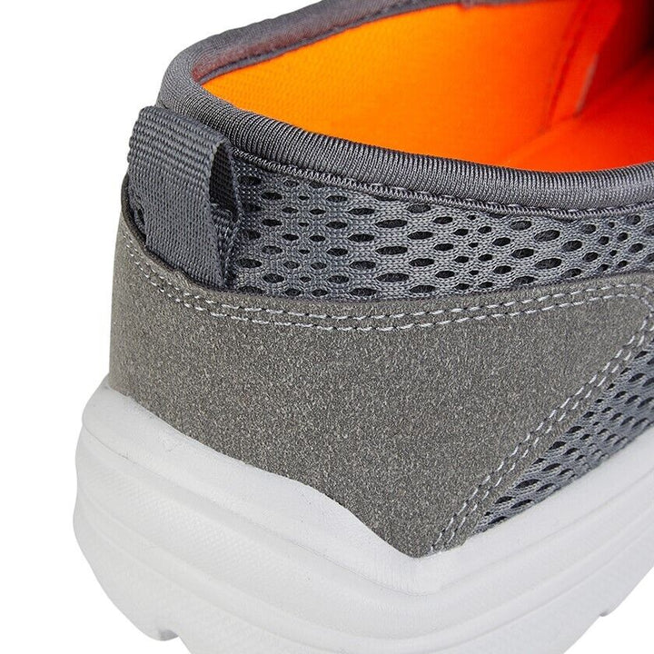 Dek M889 Mens Grey Mesh Lightweight Memory Foam Slip On Trainers With Stretch