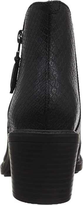 Clarks Scene Zip  Ladies Waxy Black Snake Print Leather Outer Zip Block Heel Boots