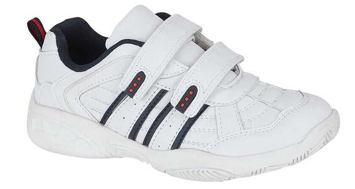 DEK FUSION Children Boys Girls White Trainers With Strap School PE Sports