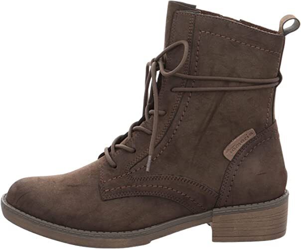 Tamaris 25118 Ladies Mocca Nubuck Military Style Lace Up Memory Foam Ankle Boot