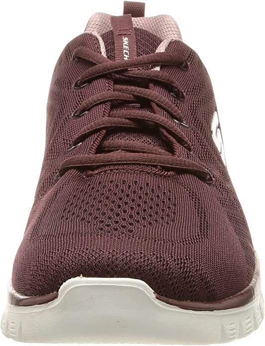 Skechers Ladies Wine Mesh Memory Foam Lace Up Trainers Graceful Get Connected