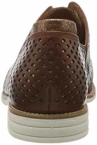 Tamaris 23212 Ladies Cognac Leather Lace Up Brogue Shoes Lightweight Perforated Design