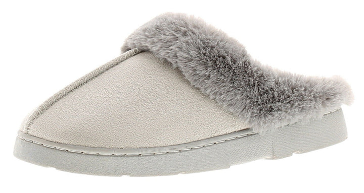 Dr Keller Decator Womens Light Grey Soft Fluffy Warm Faux Fur Mule Slippers