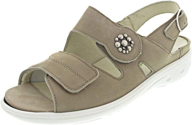 Waldlaufer Kara Ladies EXTRA WIDE EE FIT Beige Nubuck Leather Orthotic Slingback Sandals