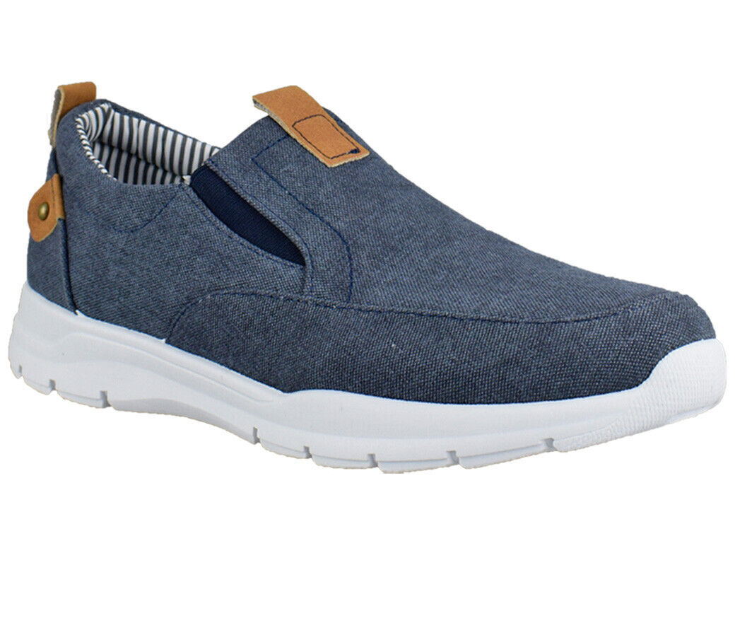 Dr Keller Geoff Mens Navy Canvas Elasticated Gussets Lightweight Casual Shoes