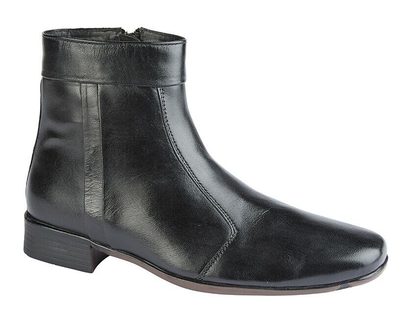 Scimitar M753A Black Leather Mens Side Zip  Lined Formal Chelsea Ankle Boots